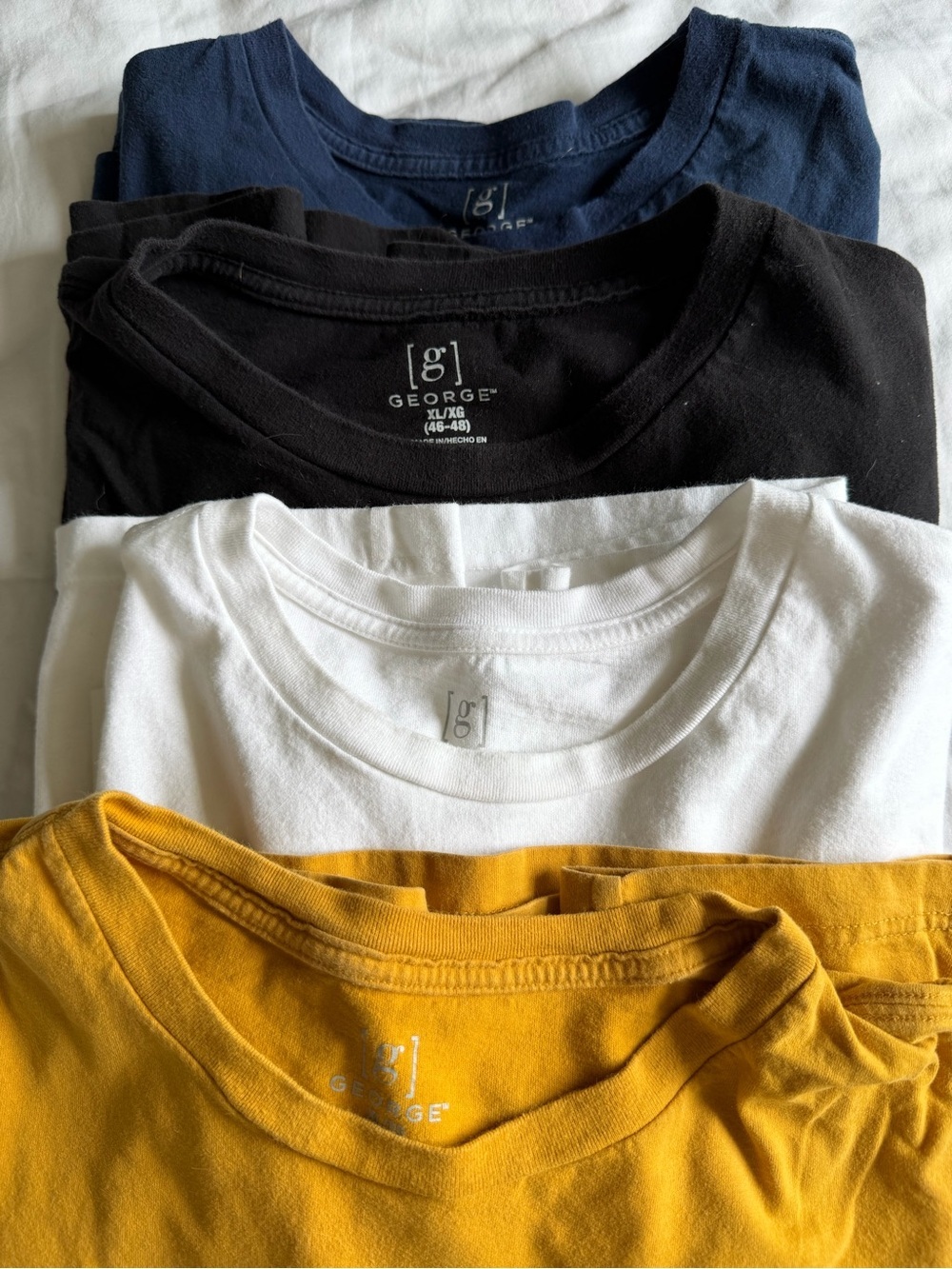 George Men’s Short Sleeve Crew Neck T-Shirts - Navy, Black, White, Mustard - Picture 1 of 4